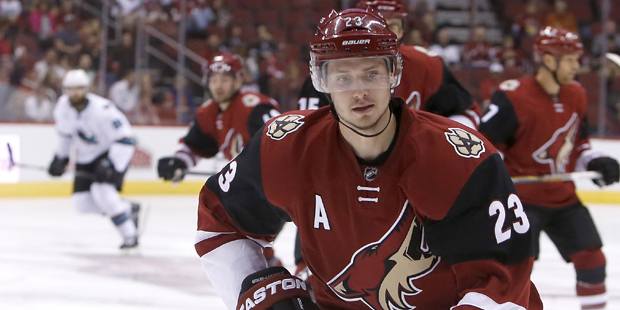 Arizona Coyotes defenseman Oliver Ekman-Larsson (23) in the first period during a preseason NHL hoc...