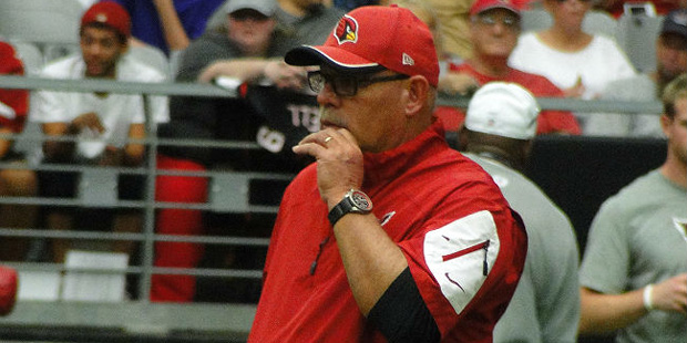 Head coach Bruce Arians looks on at Arizona Cardinals Training Camp in Glendale Monday, August 3, 2...