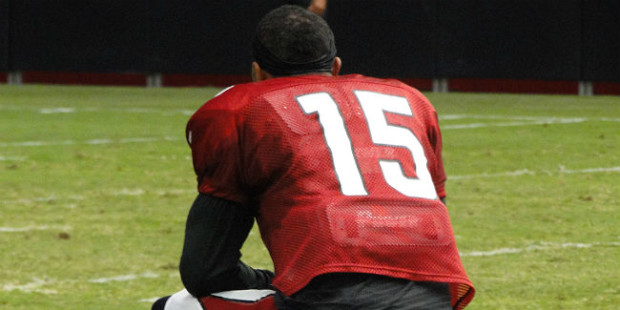 Wide receiver Michael Floyd looks on at Arizona Cardinals Training Camp in Glendale Tuesday, August...