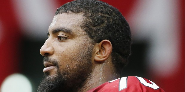 Arizona Cardinals' Bobby Massie paces the sidelines after working a series during an NFL football t...