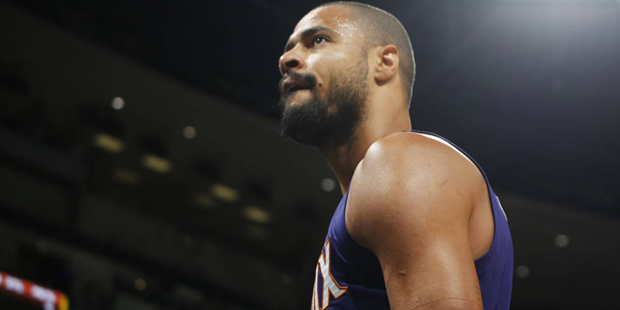 Phoenix Suns center Tyson Chandler walks off the court after being ejected for arguing with referee...