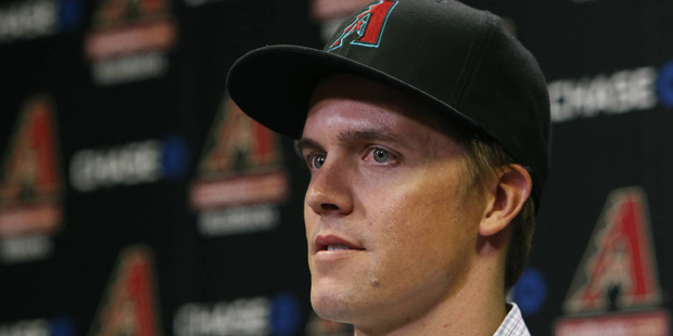 Arizona Diamondbacks pitcher Zack Greinke talks to the media during a press conference, Friday, Dec...