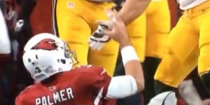 Clay Matthews leaves Carson Palmer hanging, Cards QB gets last laugh