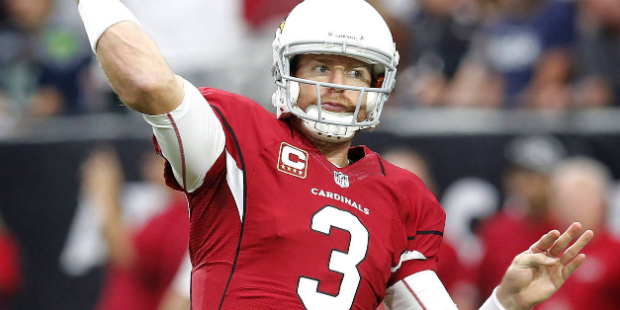 Arizona Cardinals quarterback Carson Palmer (3) warms up prior to an NFL football game against the ...