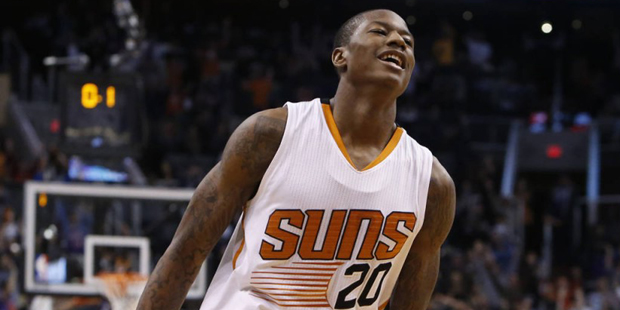 Phoenix Suns guard Archie Goodwin (20) reacts after making the game-winning shot against the Atlant...