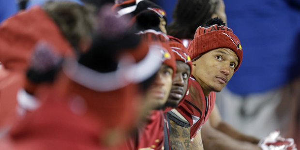 Arizona Cardinals' Brittan Golden looks at the scoreboard during the second half the NFL football N...