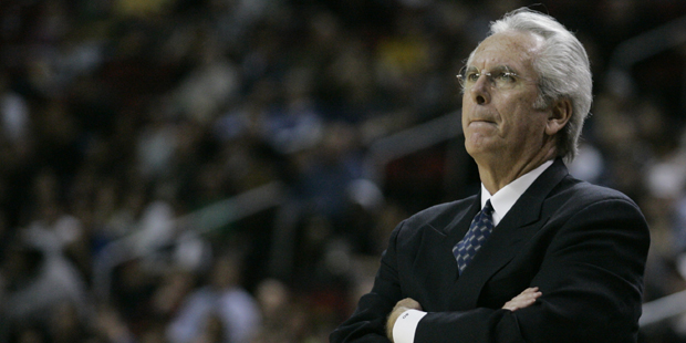 Seattle SuperSonics head coach Bob Hill watches his team during the second quarter Wednesday, April...