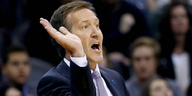 Phoenix Suns head coach Jeff Hornacek calls a play during the first half of an NBA basketball game ...