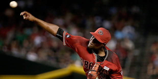 Arizona Diamondbacks starting pitcher Rubby De La Rosa throws against the San Francisco Giants duri...