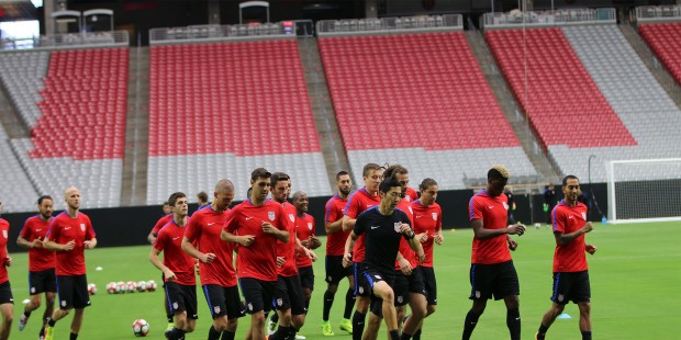 The U.S. Men’s National Team trains at University of Phoenix Stadium on Thursday in preparation f...