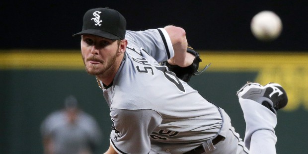 FILE - In this Monday, July 18, 2016, file photo, Chicago White Sox starting pitcher Chris Sale thr...