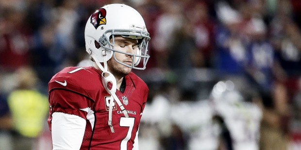 Arizona Cardinals kicker Chandler Catanzaro (7) walks off the field after missing a game winning fi...