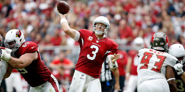 Arizona Cardinals quarterback Carson Palmer (3) throws against the Tampa Bay Buccaneers during the ...
