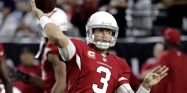 Arizona Cardinals quarterback Carson Palmer (3) throws prior to a football game against the Seattle...