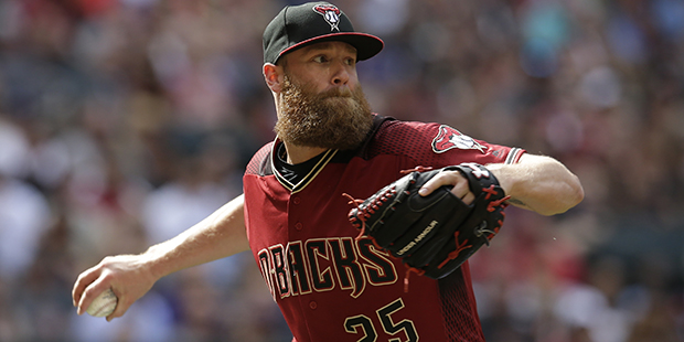 Arizona Diamondbacks starting pitcher Archie Bradley (25) in the first inning during a baseball gam...
