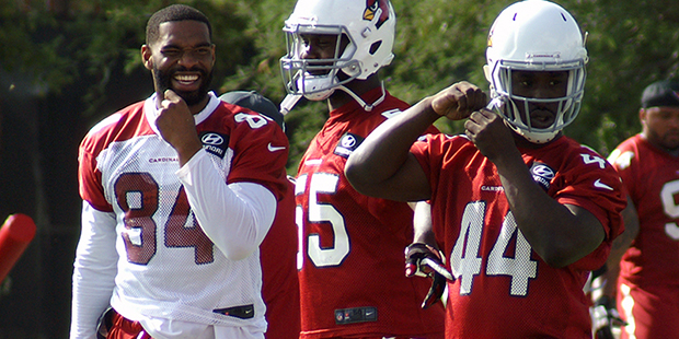 Jermaine Gresham, Chandler Jones and Markus Golden during Arizona Cardinals OTAs Tuesday, May 16. (...