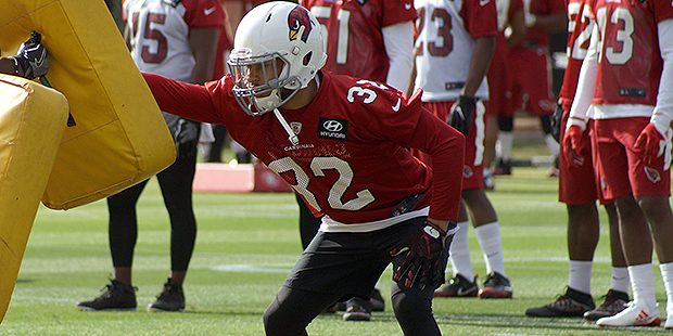DB Tyrann Mathieu goes through a drill during an OTA practice May 16. (Photo by Adam Green/Arizona ...