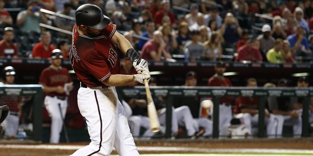 Arizona Diamondbacks' Paul Goldschmidt connects for a grand slam against the Milwaukee Brewers duri...