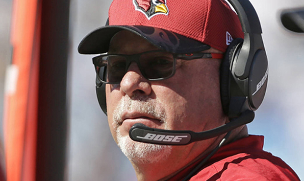 FILE - In this Oct. 30, 2016, file photo, Arizona Cardinals head coach Bruce Arians watches the act...
