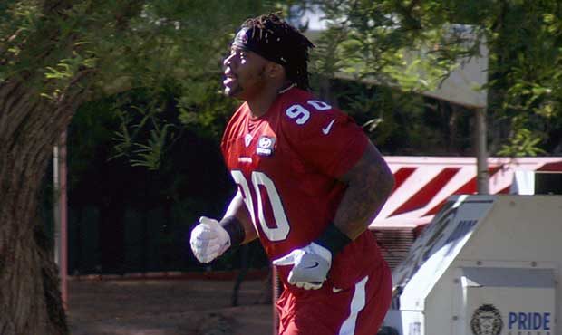 DL Robert Nkemdiche during an OTA practice May 24. (Photo by Adam Green/Arizona Sports)...