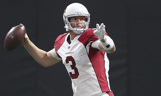 Arizona Cardinals quarterback Carson Palmer (3) works against the Atlanta Falcons during the first ...
