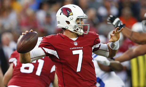 Arizona Cardinals quarterback Blaine Gabbert (7) throws against the Dallas Cowboys during the first...