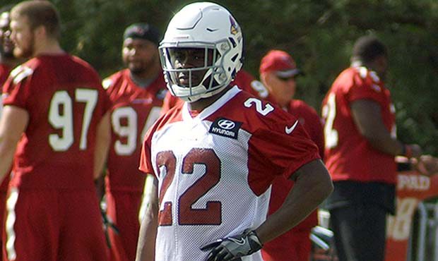 Cardinals RB T.J. Logan waits during an OTA practice May 16. (Photo by Adam Green/Arizona Sports)...
