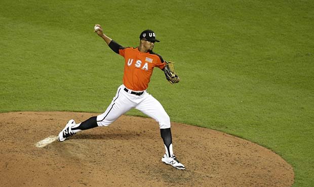 Arizona Diamondbacks and the U.S. Team pitcher Jon Duplantier throws during the All-Star Futures ba...