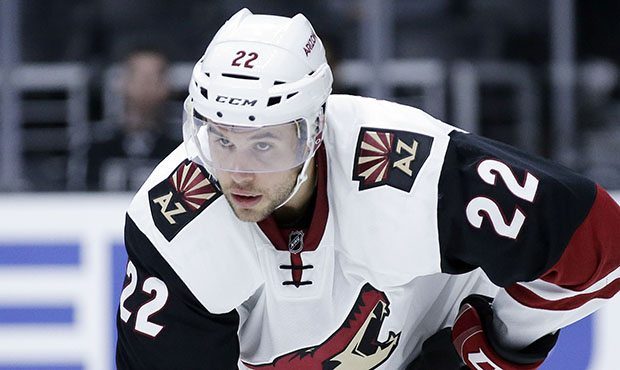Arizona Coyotes left wing Craig Cunningham plays during an NHL preseason hockey game against the Lo...