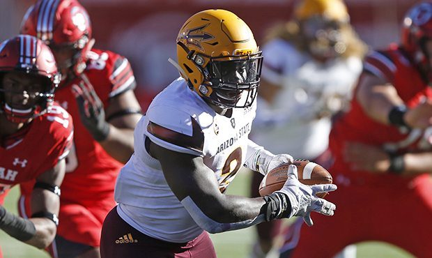 Arizona State linebacker Christian Sam (2) carries the ball after an interception against Utah in t...