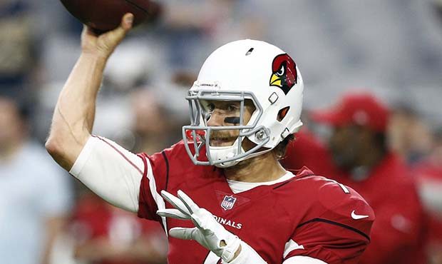Arizona Cardinals quarterback Blaine Gabbert (7) warms up prior to an NFL football game against the...