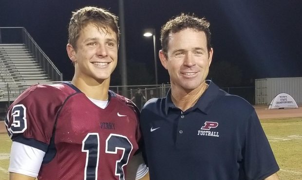 Quarterback Brock Purdy, left, helped guide Perry High School to the 6A state title game along with...