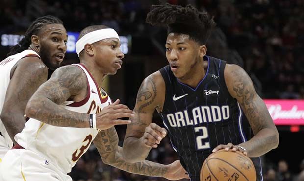 Orlando Magic's Elfrid Payton (2) drives against Cleveland Cavaliers' Isaiah Thomas (3) during the ...
