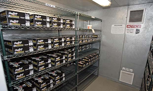 Colorado Rockies humidor is seen before the start of Game 3 of the National League Championship bas...