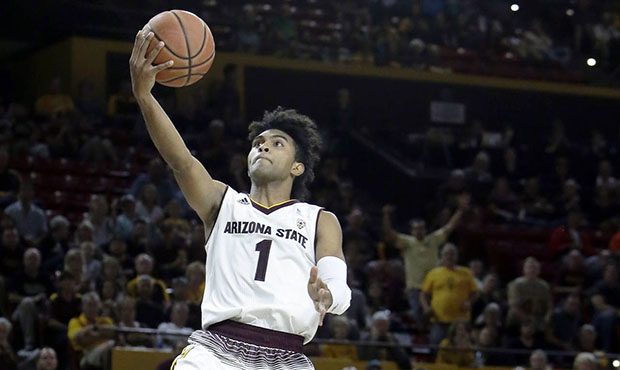 Arizona State guard Remy Martin (1) drives past San Francisco guard Jamaree Bouyea in the second ha...