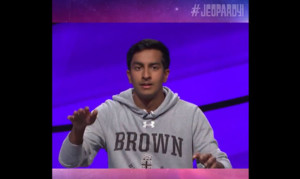 Jeopardy! contestants air ball the sports during show intros