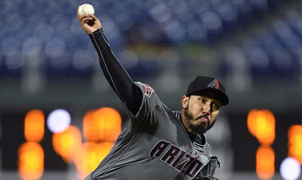 Arizona Diamondbacks' Fernando Salas throws during the fifth inning of a baseball game against the ...