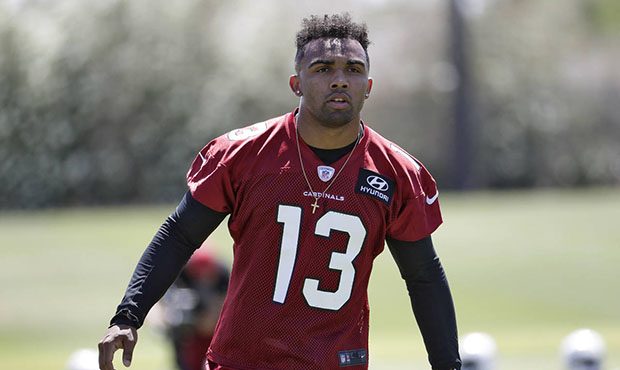 Arizona Cardinals' second-round draft pick Christian Kirk (13) runs drills during NFL football rook...