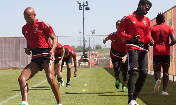 Jordan Stewart (left) and Jason Johnson (right) train ahead of Phoenix Rising’s U.S. Open Cup mat...