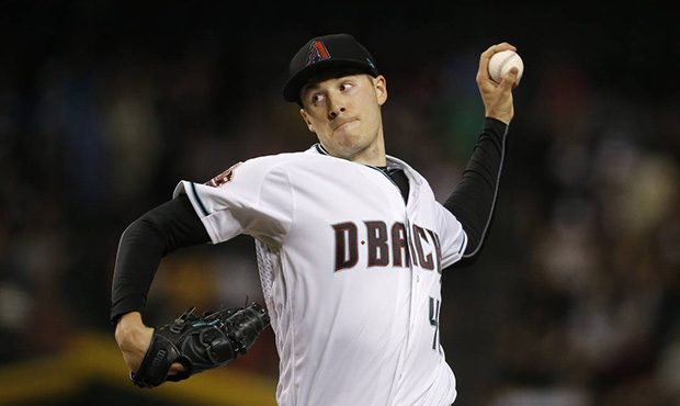 Arizona Diamondbacks starting pitcher Patrick Corbin throws to a San Francisco Giants batter during...