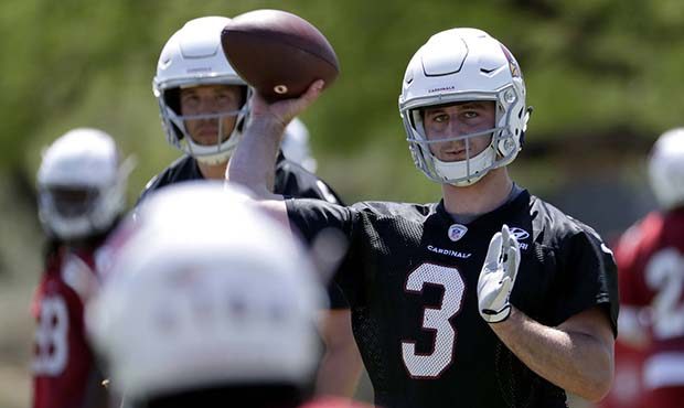 Arizona Cardinals' Josh Rosen (3) throws during an organized team activity at the NFL football team...