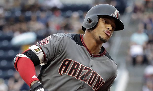 Arizona Diamondbacks' Ketel Marte rounds third base after hitting two-run home run off Pittsburgh P...