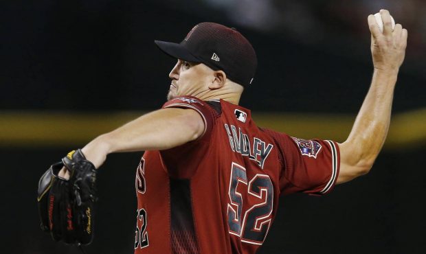 Arizona Diamondbacks starting pitcher Zack Godley throws against the San Francisco Giants during th...