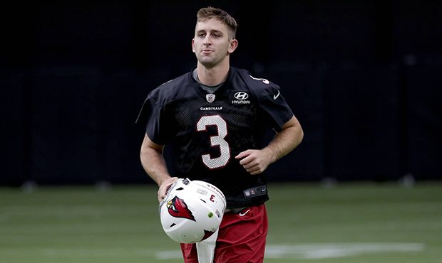 Arizona Cardinals quarterback Josh Rosen (3) arrives for the first day of NFL football training cam...