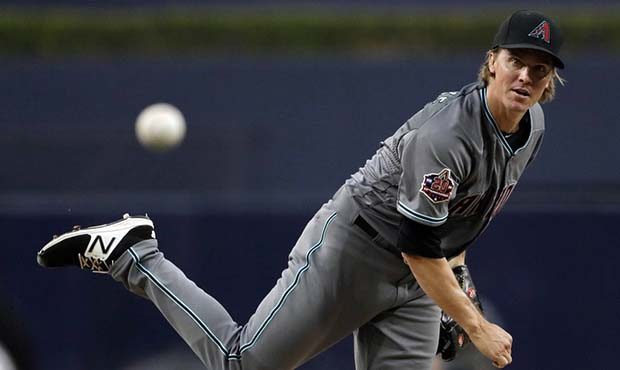 Arizona Diamondbacks starting pitcher Zack Greinke works against a San Diego Padres batter during t...