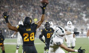 ASU's Dasmond Tautalatasi intercepts Michigan State pass in end zone