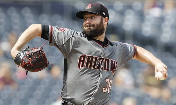 Arizona Diamondbacks starting pitcher Robbie Ray works to a San Diego Padres batter during the firs...
