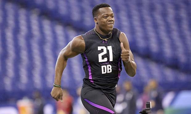 Nebraska defensive back Chris Jones runs the 40-yard dash at the 2018 NFL Scouting Combine on Monda...