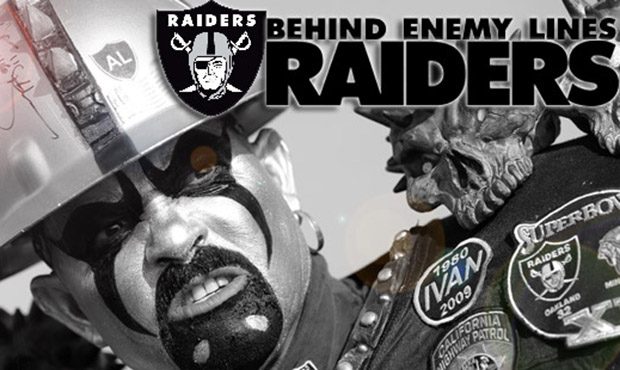 Oakland Raiders fan Pablo Navarro, aka 2Zack, poses for photographs in the O.co Coliseum parking lo...
