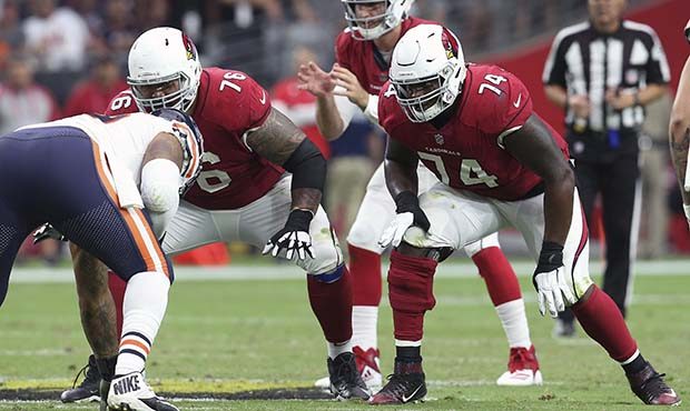 Arizona Cardinals offensive lineman Mike Iupati (76) and D.J. Humphries (74) during the second half...